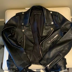Zara Motor Biker Belted Leather Jacket